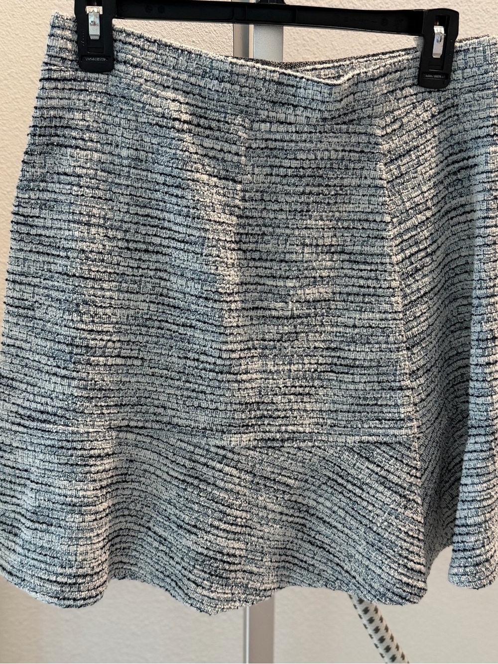 LOFT Black and White Tweed Skater Skirt